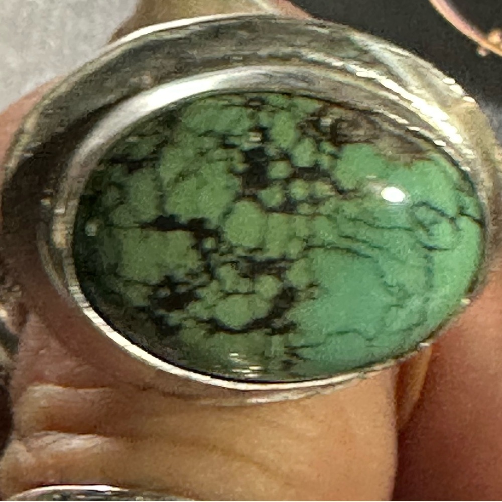 Hubei turquoise, and sterling silver ring